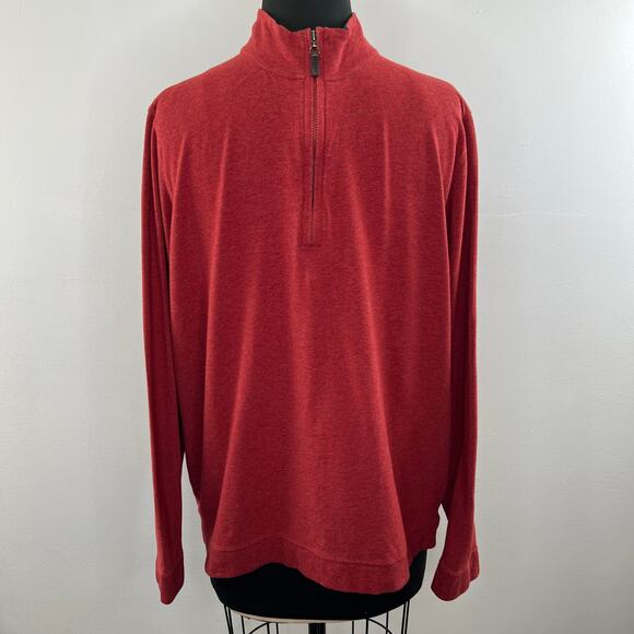 J. McLaughlin Red Long Sleeve Pima Cotton Blend Mock Neck Pullover Top Size XL - Picture 1 of 7